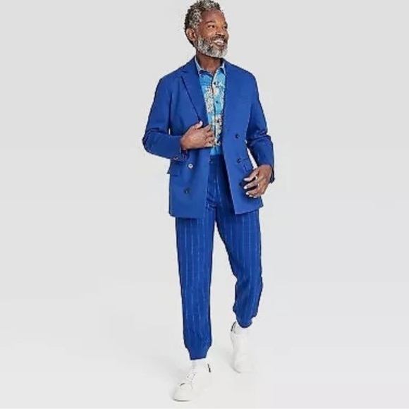 Houston White NWT Men’s Double Breasted Button Up Blue Blazer Size Medium - Picture 2 of 10